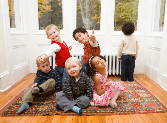 Kids on Oriental Rug